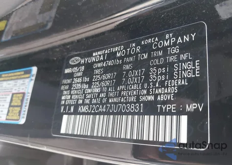 2018 Hyundai Tucson Se z USA, uszkodzony, nr VIN KM8J2CA47JU703831